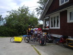 Friends Alfred, Kelly and Steve Pal with Beth and the Boys. Alfred & Kelly are touring on the tandem in this picture!