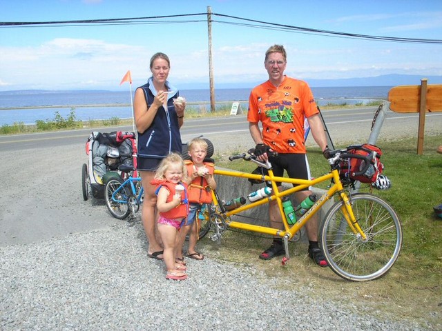 Christa Leffers and her daughter and son ran into the Cowboy and family at Qualicum Beach, Vancouver Island.
You just have to love the faces the kids are making! 
Photo by Reg Leffers