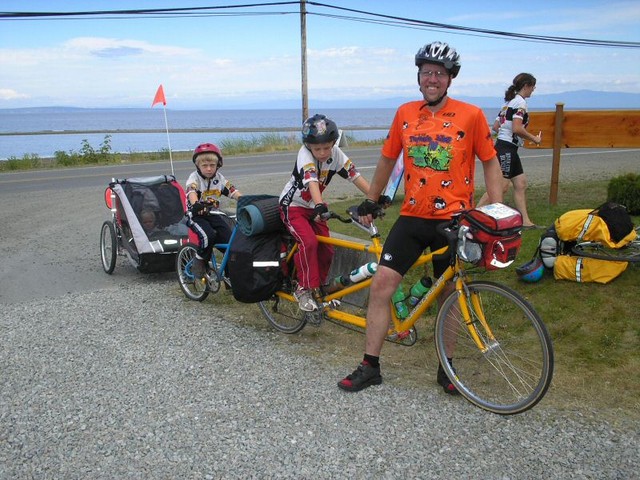 Mateo, Enzo, Quinn, the Cowboy (and Beth sneaking out of frame) at Qualicum Beach, Vancouver Island
Photo by Reg Leffers